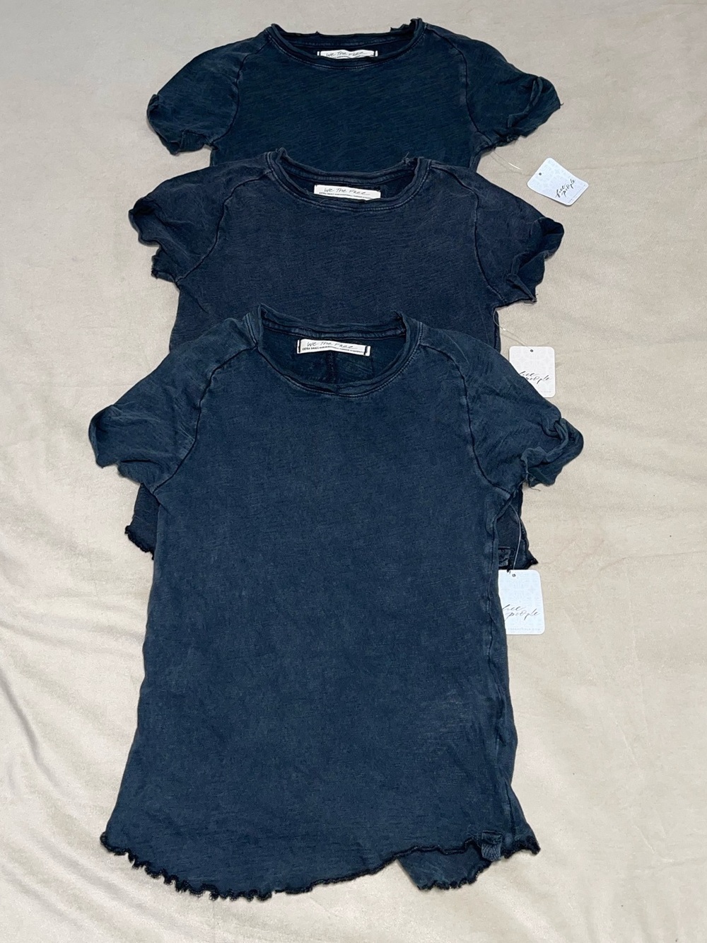 3 Piece Bundle Free People Be My Baby Tee Set XS Washed Black NWT